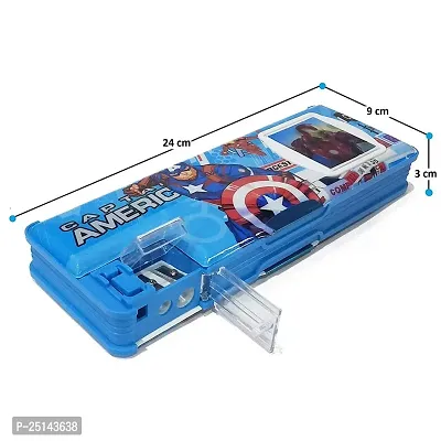 Captain america Calculator Pencil Box And Unicorn fur Pouch Combo Set For Boys And Girls-thumb2