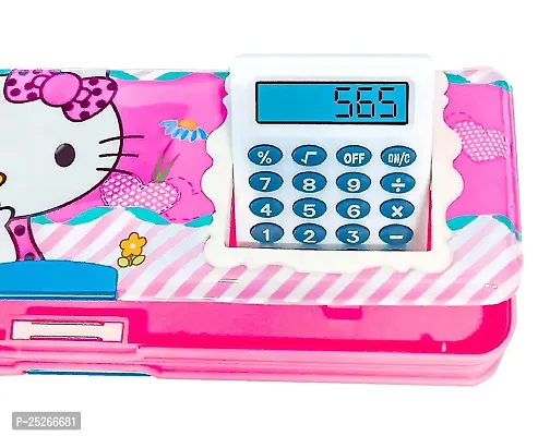 Unicorn And Hello Kitty Calculator Box Art Plastic Pencil Boxes  (Set of 2, Multicolor)-thumb2