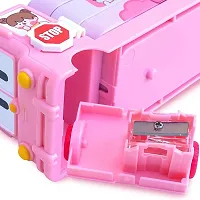 Metal Double Decker Bus Shape Pencil Box for Kids with Moving Tyres  3 Compartments Pencil Case for Boys  Girls - Multi-Color-thumb3