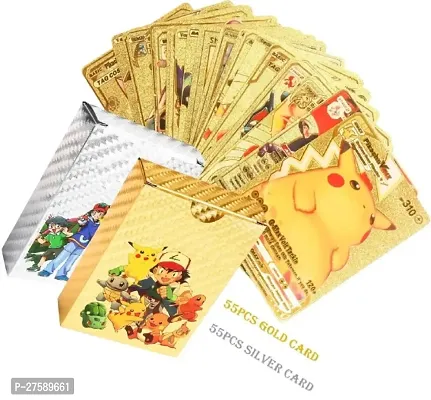 Waterproof 110 pcs Pokemon 55 Gold Card  55 Silver Cards game