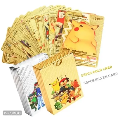 Waterproof 110 pcs Pokemon 55 Gold Card  55 Silver Cards game