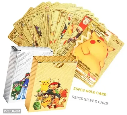 Waterproof 110 pcs Pokemon 55 Gold Card  55 Silver Cards games