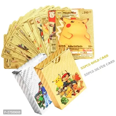 Waterproof 110 pcs Pokemon 55 Gold Card  55 Silver Playing Cards games