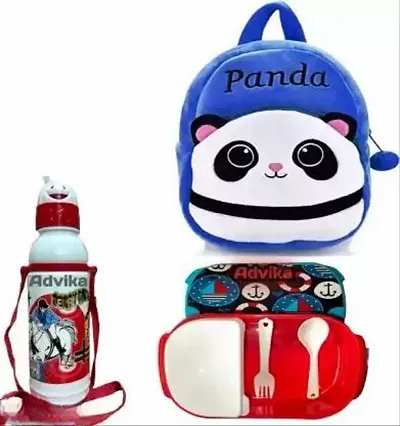 Beautiful Softy School Bags with Bottle and Lunch Box  for Kids Combo