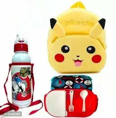 Beautiful Softy School Bags with Bottle and Lunch Box  for Kids Combo