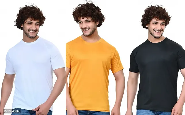 Comfortable Multicoloured Polycotton T-Shirt For Men Pack Of 3