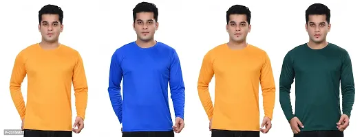 Stylish Fancy Polycotton Solid Round Neck T-Shirts For Men Pack Of 4