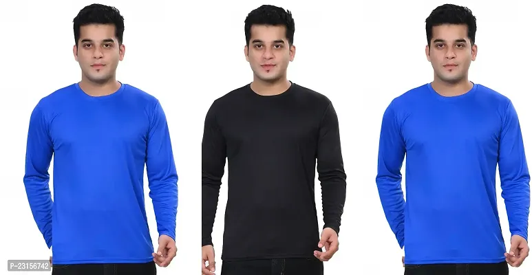 Stylish Fancy Polycotton Solid Round Neck T-Shirts For Men Pack Of 3-thumb0