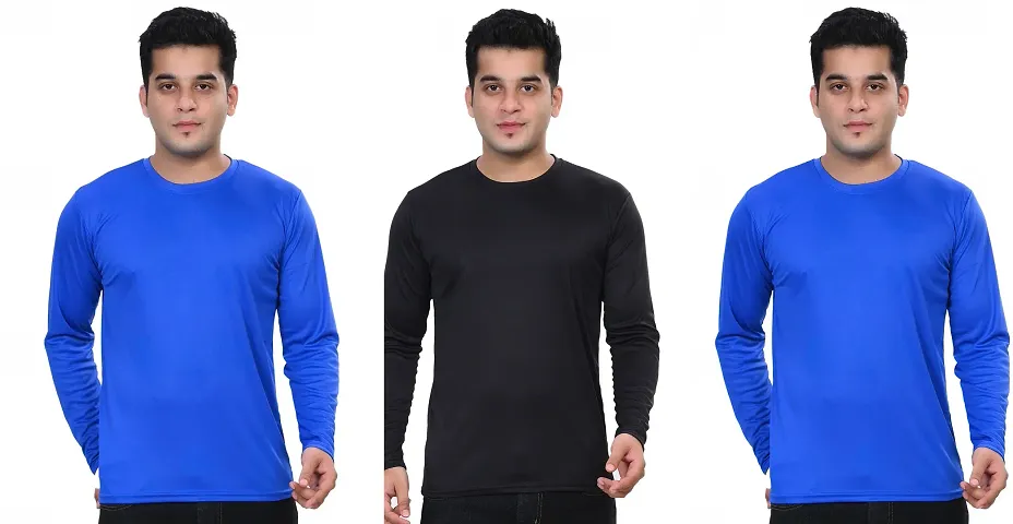 Stylish Fancy Polycotton Solid Round Neck T-Shirts For Men Pack Of 3