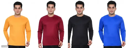 Stylish Fancy Polycotton Solid Round Neck T-Shirts For Men Pack Of 4