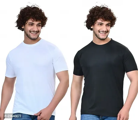 Comfortable Multicoloured Polycotton T-Shirt For Men Pack Of 2