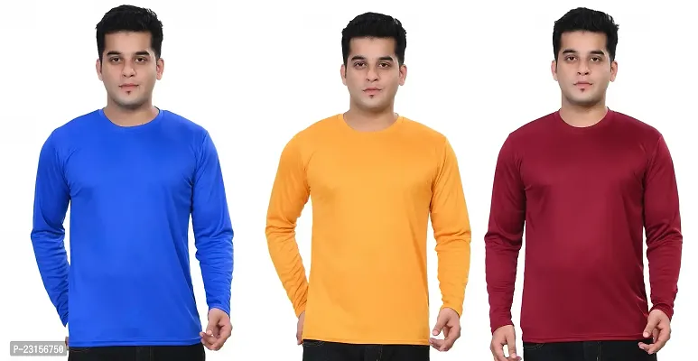 Stylish Fancy Polycotton Solid Round Neck T-Shirts For Men Pack Of 3-thumb0