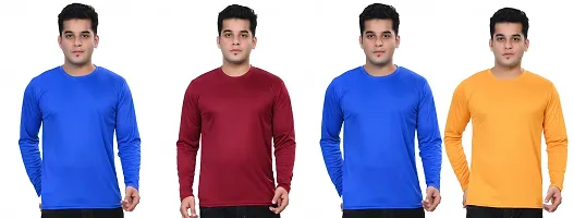 Unique Multicoloured Polycotton Round Neck Men T-Shirt Pack Of 4