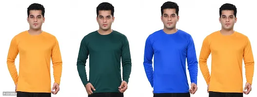 Stylish Fancy Polycotton Solid Round Neck T-Shirts For Men Pack Of 4