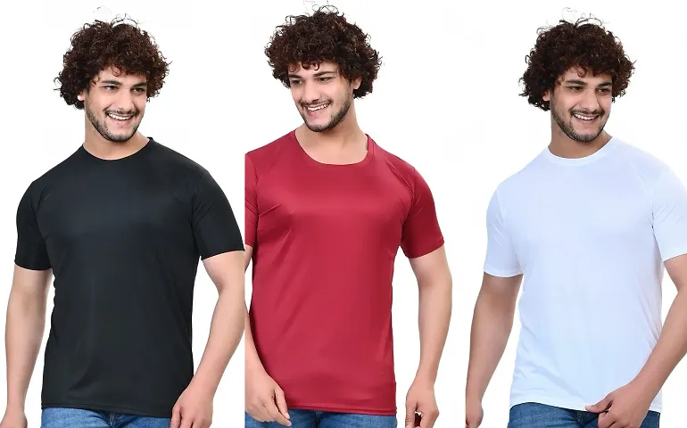 Comfortable Multicoloured Polycotton Round Neck Men T-Shirt Pack Of 3