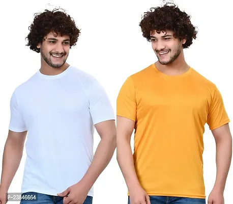 Comfortable Multicoloured Polycotton T-Shirt For Men Pack Of 2-thumb0