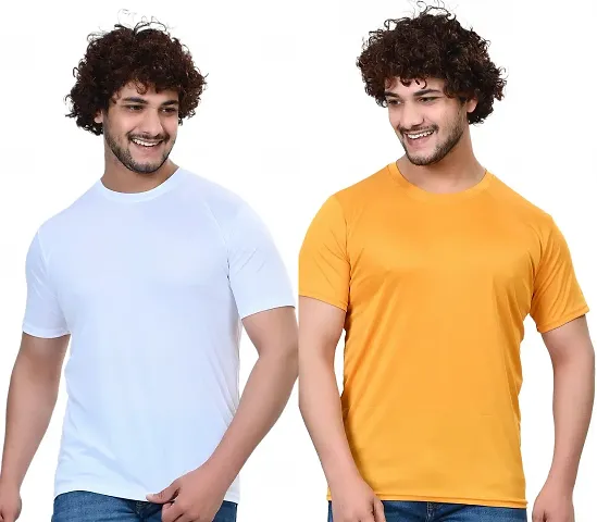 Comfortable Polycotton Solid T-Shirt For Men Pack Of 2