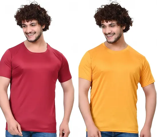 Stylish Solid Polycotton T-Shirt For Men Pack Of 2