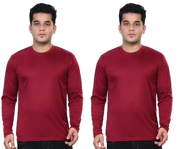 Stylish Fancy Polycotton Solid Round Neck T-Shirts For Men Pack Of 2