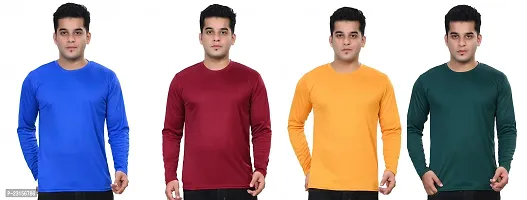 Stylish Fancy Polycotton Solid Round Neck T-Shirts For Men Pack Of 4