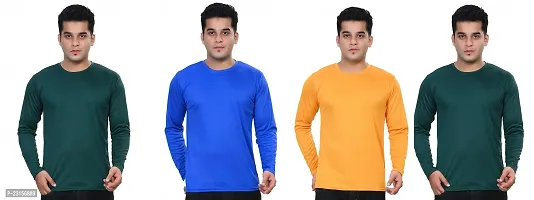 Stylish Fancy Polycotton Solid Round Neck T-Shirts For Men Pack Of 4