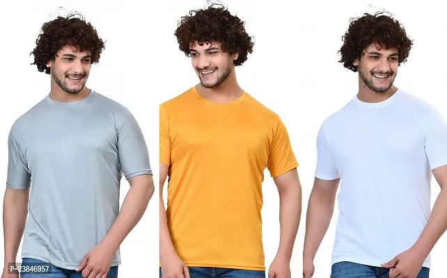 Comfortable Multicoloured Polycotton T-Shirt For Men Pack Of 3