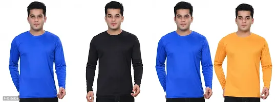 Stylish Fancy Polycotton Solid Round Neck T-Shirts For Men Pack Of 4