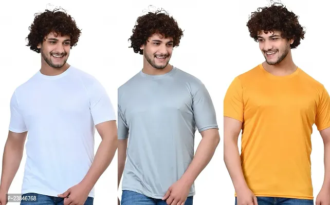 Comfortable Multicoloured Polycotton T-Shirt For Men Pack Of 3-thumb0