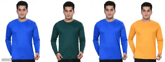 Stylish Fancy Polycotton Solid Round Neck T-Shirts For Men Pack Of 4