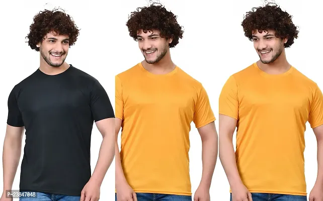 Comfortable Multicoloured Polycotton T-Shirt For Men Pack Of 3