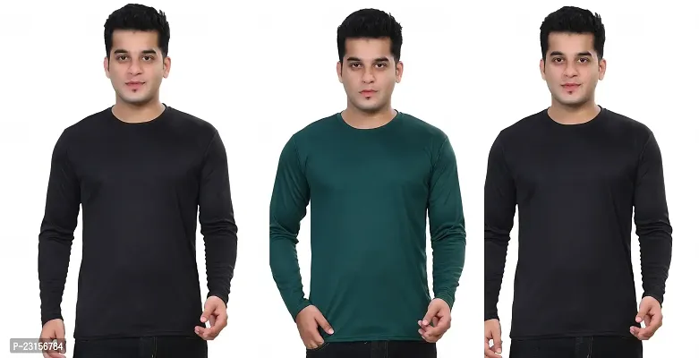 Stylish Fancy Polycotton Solid Round Neck T-Shirts For Men Pack Of 3