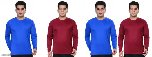 Stylish Fancy Polycotton Solid Round Neck T-Shirts For Men Pack Of 4-thumb0