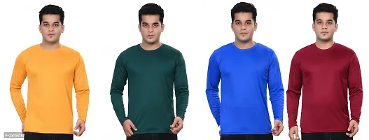 Stylish Fancy Polycotton Solid Round Neck T-Shirts For Men Pack Of 4