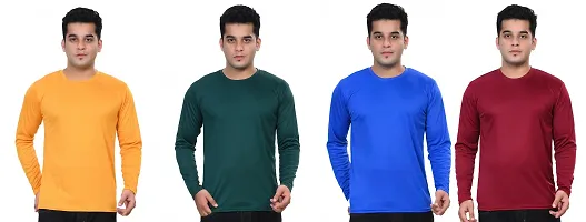 Unique Multicoloured Polycotton Round Neck Men T-Shirt Pack Of 4