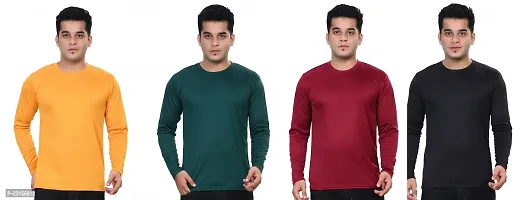 Stylish Fancy Polycotton Solid Round Neck T-Shirts For Men Pack Of 4-thumb0