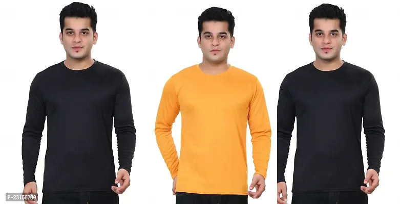 Stylish Fancy Polycotton Solid Round Neck T-Shirts For Men Pack Of 3