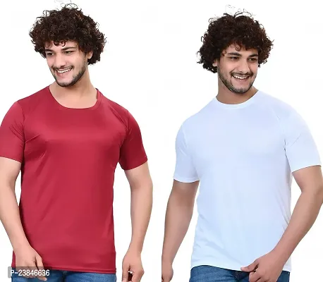 Comfortable Multicoloured Polycotton T-Shirt For Men Pack Of 2