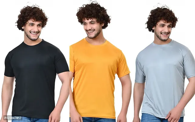 Comfortable Multicoloured Polycotton T-Shirt For Men Pack Of 3