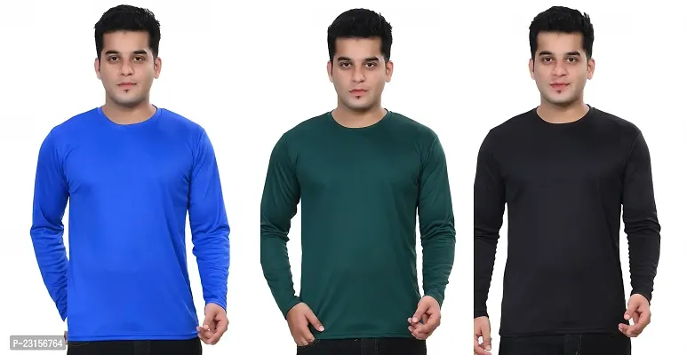 Stylish Fancy Polycotton Solid Round Neck T-Shirts For Men Pack Of 3