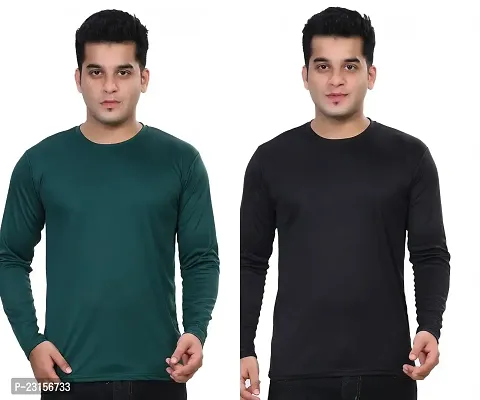 Stylish Fancy Polycotton Solid Round Neck T-Shirts For Men Pack Of 2