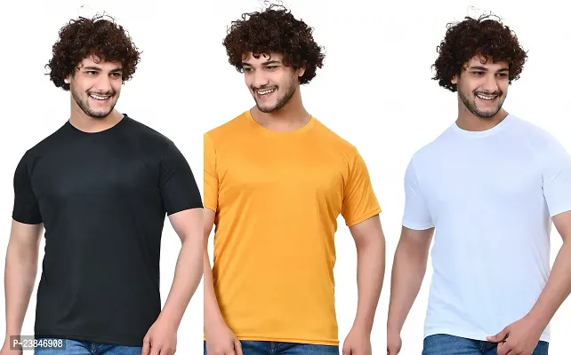 Comfortable Multicoloured Polycotton T-Shirt For Men Pack Of 3