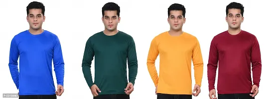 Stylish Fancy Polycotton Solid Round Neck T-Shirts For Men Pack Of 4