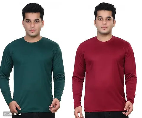 Stylish Fancy Polycotton Solid Round Neck T-Shirts For Men Pack Of 2