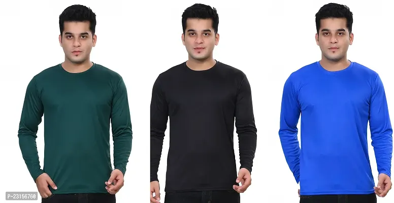 Stylish Fancy Polycotton Solid Round Neck T-Shirts For Men Pack Of 3