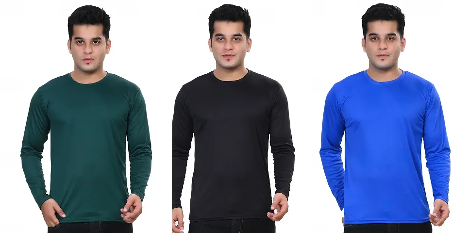 Stylish Polycotton Solid Round Neck T-Shirt For Men Pack Of 3