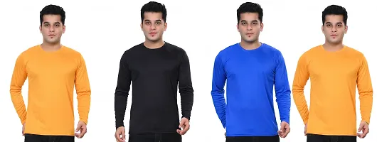 Unique Multicoloured Polycotton Round Neck Men T-Shirt Pack Of 4