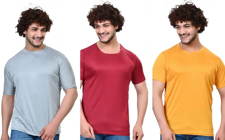 Comfortable Multicoloured Polycotton T-Shirt For Men Pack Of 3
