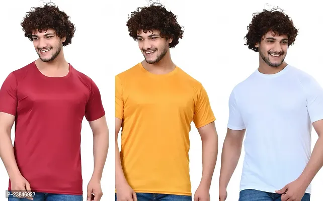 Comfortable Multicoloured Polycotton T-Shirt For Men Pack Of 3