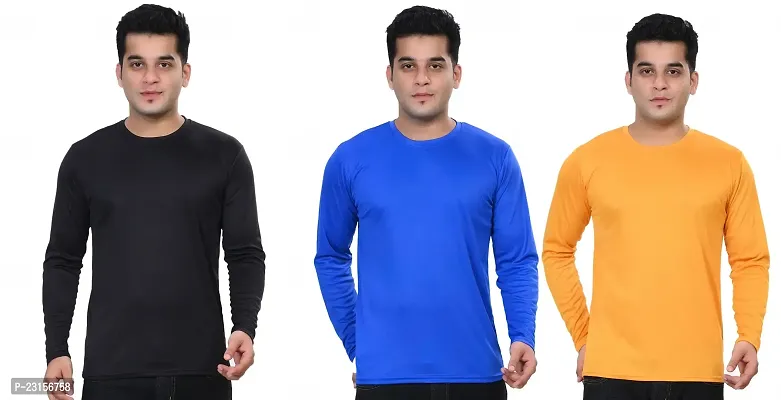 Stylish Fancy Polycotton Solid Round Neck T-Shirts For Men Pack Of 3