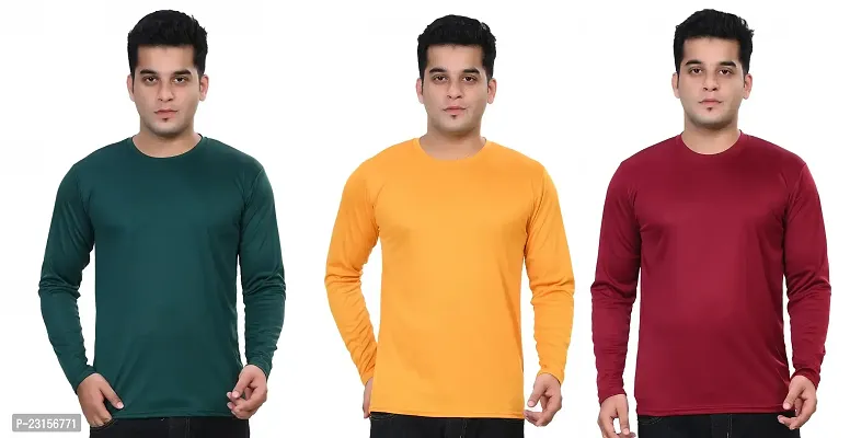 Stylish Fancy Polycotton Solid Round Neck T-Shirts For Men Pack Of 3